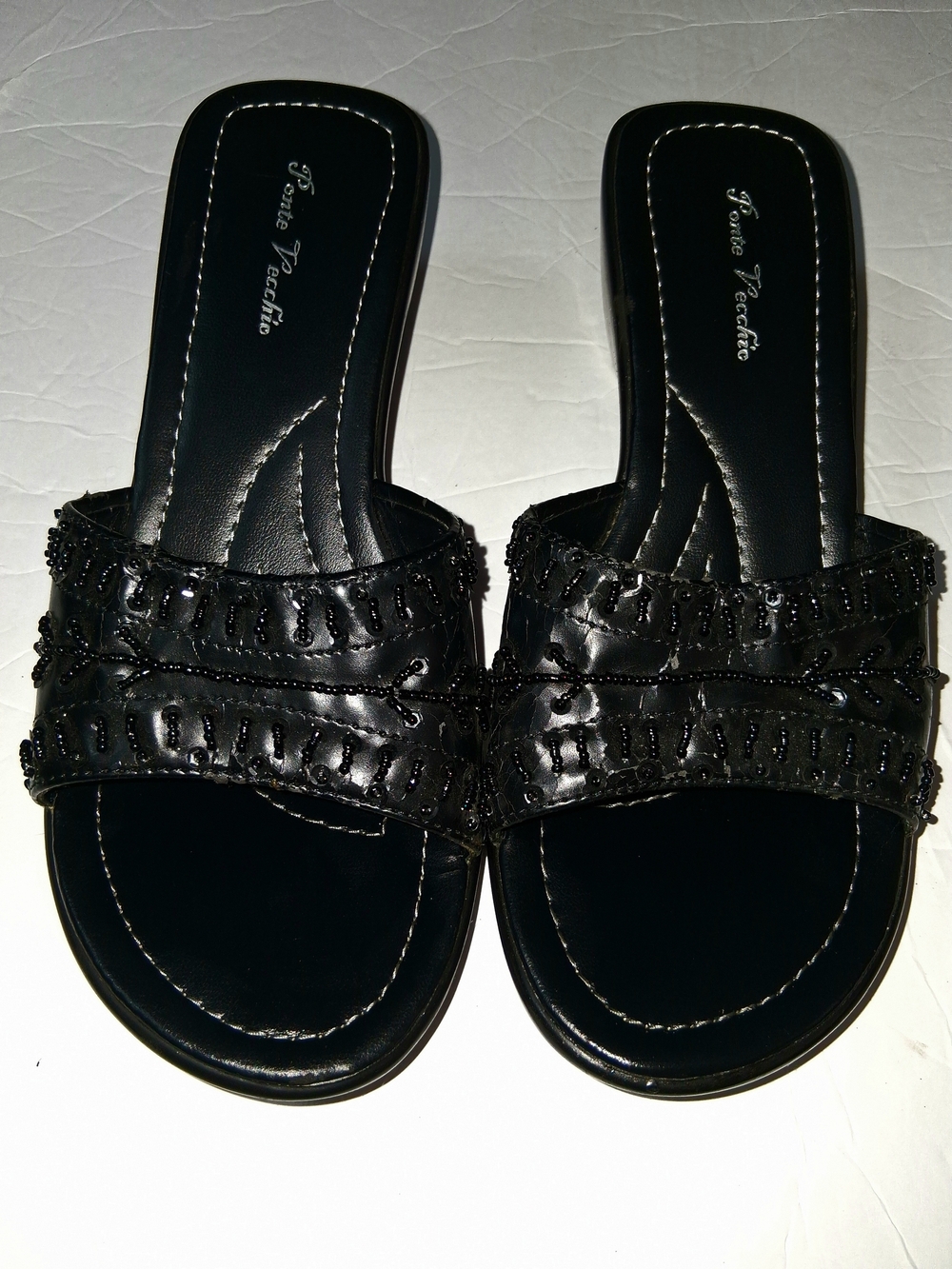 Ponte Vecchio Black Beaded Slide Mules